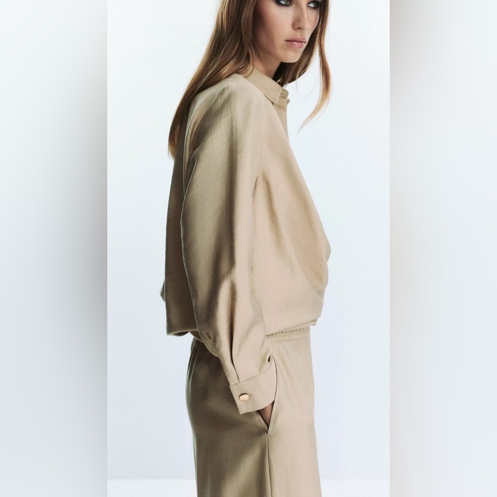 Zara GOLD BUTTON WRAP SHIRT - Picture 6 of 9